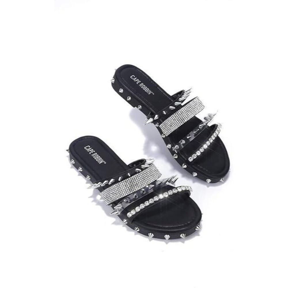Cape Robbin XTREME women Flat sandals with rhinestone bars 7
